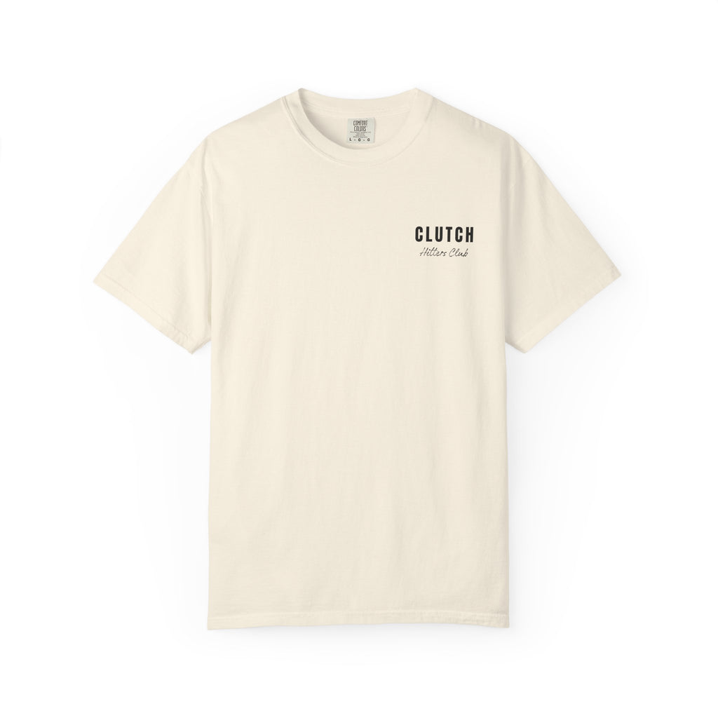 Clutch Hitters Club Cream and Black Text Tee | Comfort Colors
