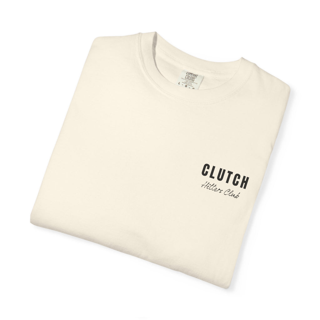 Clutch Hitters Club Cream and Black Text Tee | Comfort Colors